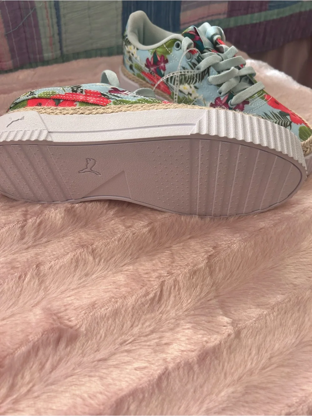 Puma Women’s Floral Platform Sneakers - Light Blue/Red/Green